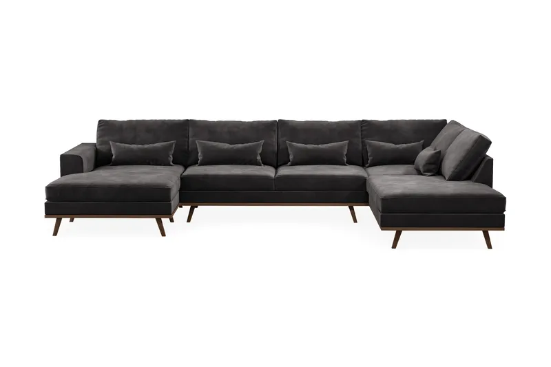 Copenhagen 5-sits Högervänd U-formad Soffa med Divan och Schäslong i Sammet - Mörkgrå - Möbler - Soffa - U-soffa