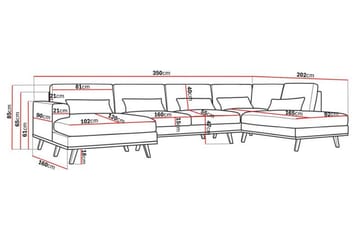 Copenhagen 5-sits Högervänd U-formad Soffa med Divan och Schäslong i Sammet - Mörkgrå - Möbler - Soffa - U-soffa
