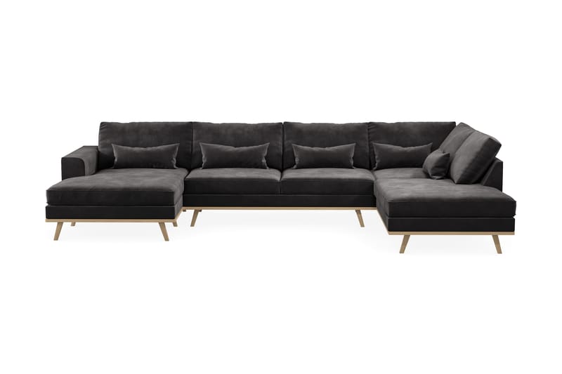 Copenhagen 5-sits Högervänd U-formad Soffa med Divan och Schäslong i Sammet - Mörkgrå - Möbler - Soffa - U-soffa