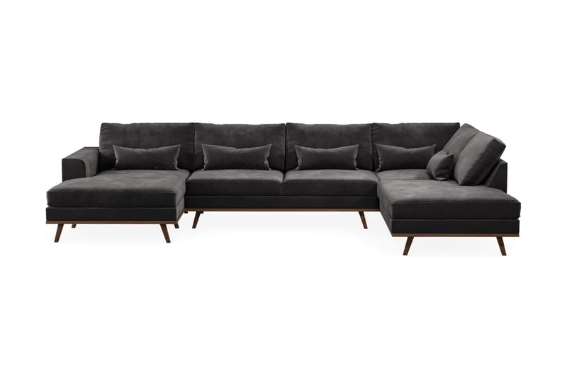 Copenhagen 5-sits Högervänd U-formad Soffa med Divan och Schäslong i Sammet - Mörkgrå - Möbler - Soffa - U-soffa