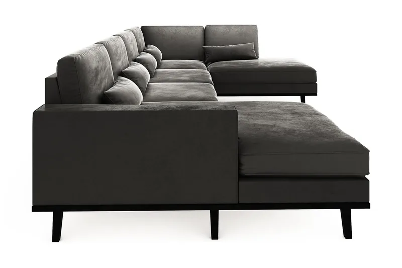 Copenhagen 5-sits Högervänd U-formad Soffa med Divan och Schäslong i Sammet - Mörkgrå - Möbler - Soffa - U-soffa