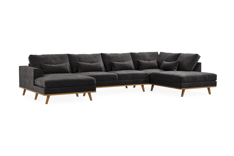 Copenhagen 5-sits Högervänd U-formad Soffa med Divan och Schäslong i Sammet - Mörkgrå - Möbler - Soffa - U-soffa