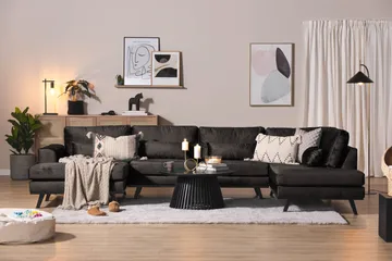 Copenhagen 5-sits Högervänd U-formad Soffa med Divan och Schäslong i Sammet - Mörkgrå - Möbler - Soffa - U-soffa