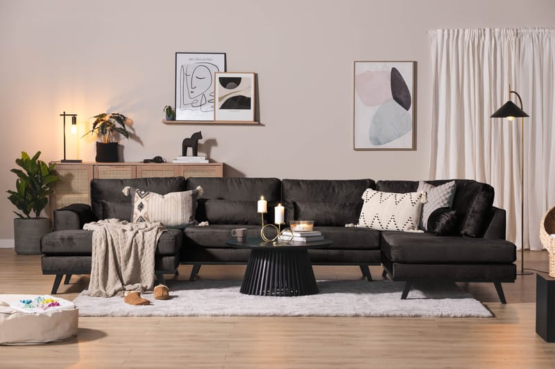 Copenhagen 5-sits Högervänd U-formad Soffa med Divan och Schäslong i Sammet - Mörkgrå - Möbler - Soffa - U-soffa