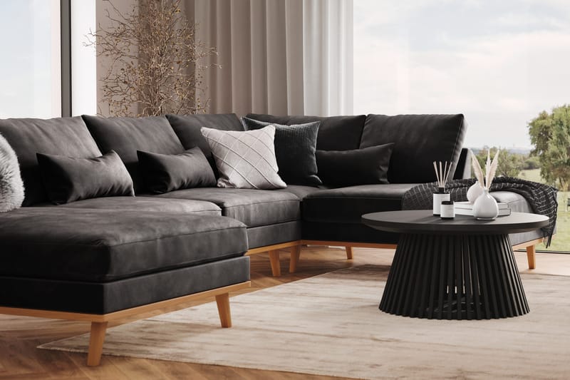 Copenhagen 5-sits Högervänd U-formad Soffa med Divan och Schäslong i Sammet - Mörkgrå - Möbler - Soffa - U-soffa