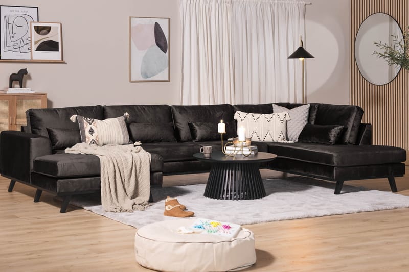 Copenhagen 5-sits Högervänd U-formad Soffa med Divan och Schäslong i Sammet - Mörkgrå - Möbler - Soffa - U-soffa