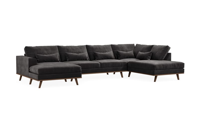 Copenhagen 5-sits Högervänd U-formad Soffa med Divan och Schäslong i Sammet - Mörkgrå - Möbler - Soffa - U-soffa