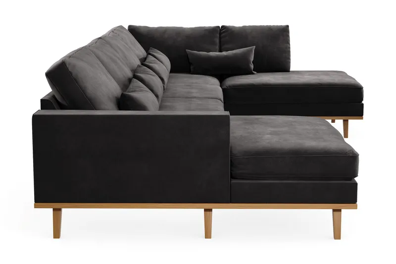 Copenhagen 5-sits Högervänd U-formad Soffa med Divan och Schäslong i Sammet - Mörkgrå - Möbler - Soffa - U-soffa