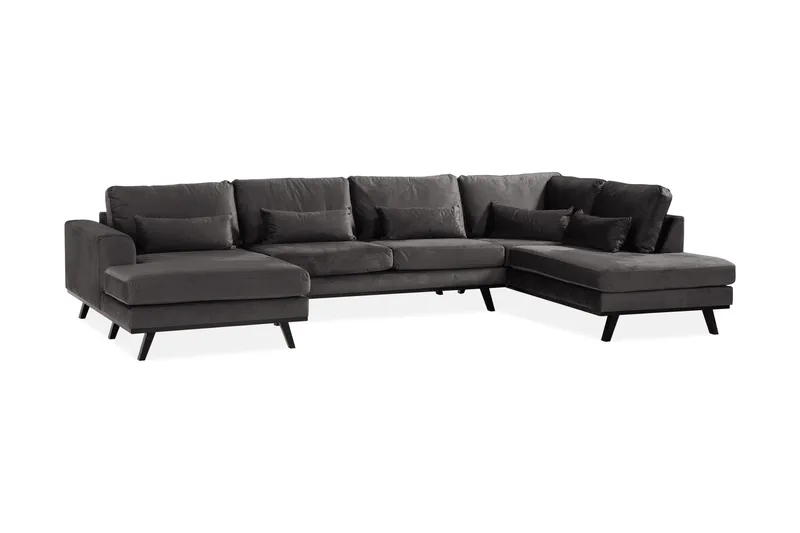 Copenhagen 5-sits Högervänd U-formad Soffa med Divan och Schäslong i Sammet - Mörkgrå - Möbler - Soffa - U-soffa