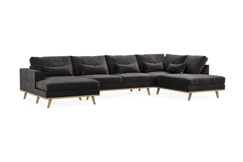Copenhagen 5-sits Högervänd U-formad Soffa med Divan och Schäslong i Sammet - Mörkgrå - Möbler - Soffa - U-soffa