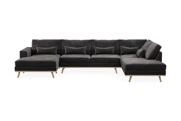Copenhagen 5-sits Högervänd U-formad Soffa med Divan och Schäslong i Sammet - Mörkgrå - Möbler - Soffa - U-soffa