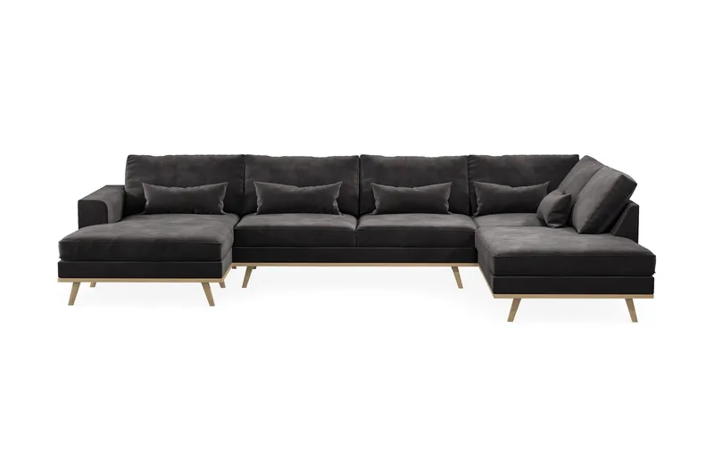 Copenhagen 5-sits Högervänd U-formad Soffa med Divan och Schäslong i Sammet - Mörkgrå - Möbler - Soffa - U-soffa