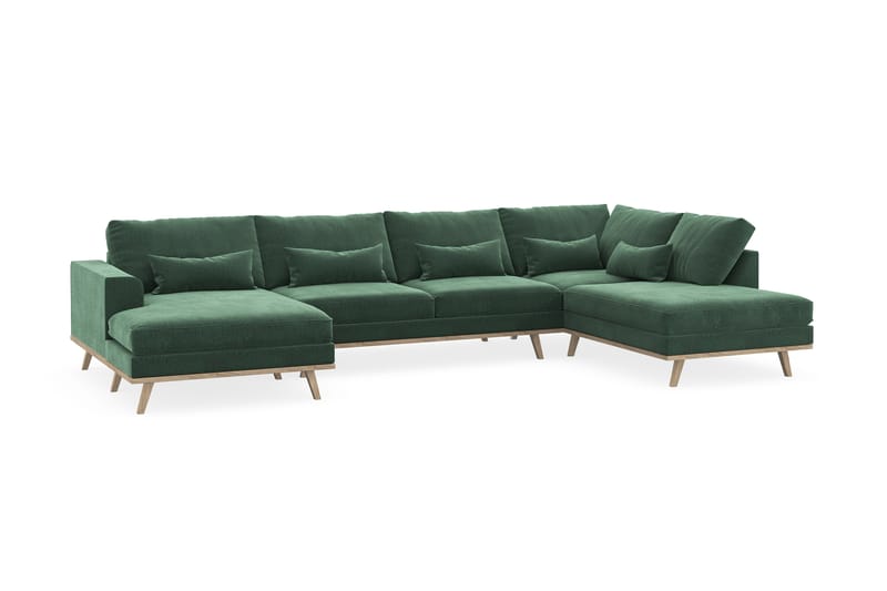 Copenhagen 5-sits Högervänd U-formad Soffa med Divan och Schäslong i Sammet - Mörkgrön - Möbler - Soffa - U-soffa