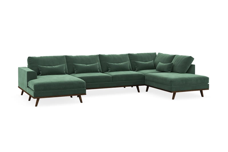 Copenhagen 5-sits Högervänd U-formad Soffa med Divan och Schäslong i Sammet - Mörkgrön - Möbler - Soffa - U-soffa