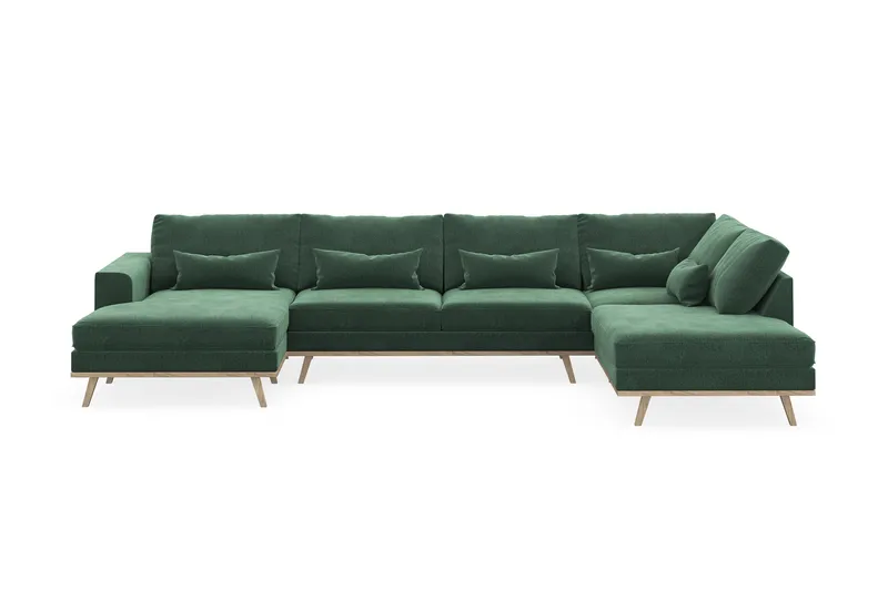 Copenhagen 5-sits Högervänd U-formad Soffa med Divan och Schäslong i Sammet - Mörkgrön - Möbler - Soffa - U-soffa