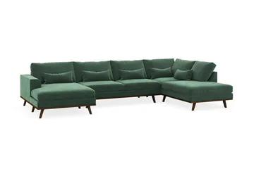 Copenhagen 5-sits Högervänd U-formad Soffa med Divan och Schäslong i Sammet - Mörkgrön - Möbler - Soffa - U-soffa