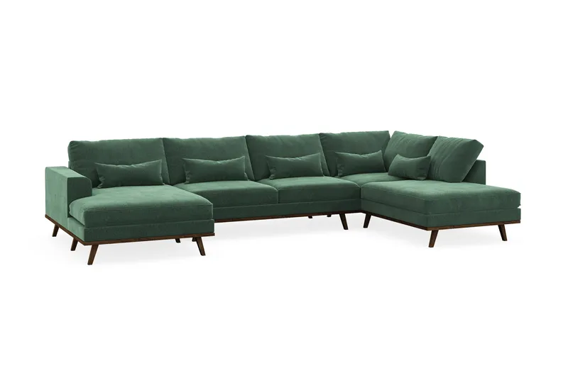 Copenhagen 5-sits Högervänd U-formad Soffa med Divan och Schäslong i Sammet - Mörkgrön - Möbler - Soffa - U-soffa