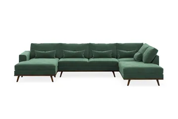 Copenhagen 5-sits Högervänd U-formad Soffa med Divan och Schäslong i Sammet - Mörkgrön - Möbler - Soffa - U-soffa