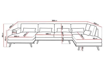Copenhagen 5-sits Högervänd U-formad Soffa med Divan och Schäslong i Tyg - Beige - Möbler - Soffa - U-soffa