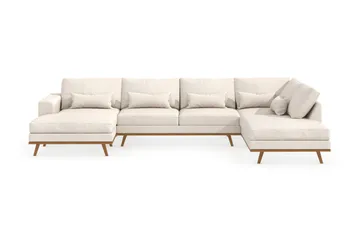 Copenhagen 5-sits Högervänd U-formad Soffa med Divan och Schäslong i Tyg - Beige - Möbler - Soffa - U-soffa