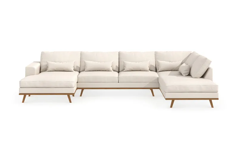 Copenhagen 5-sits Högervänd U-formad Soffa med Divan och Schäslong i Tyg - Beige - Möbler - Soffa - U-soffa