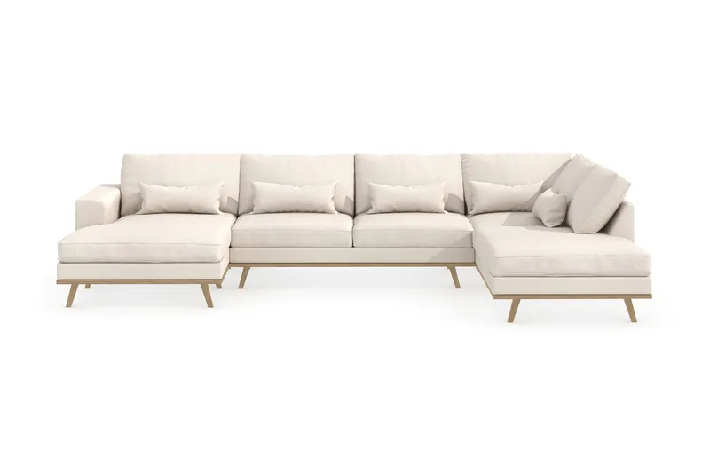 Copenhagen 5-sits Högervänd U-formad Soffa med Divan och Schäslong i Tyg - Beige - Möbler - Soffa - U-soffa