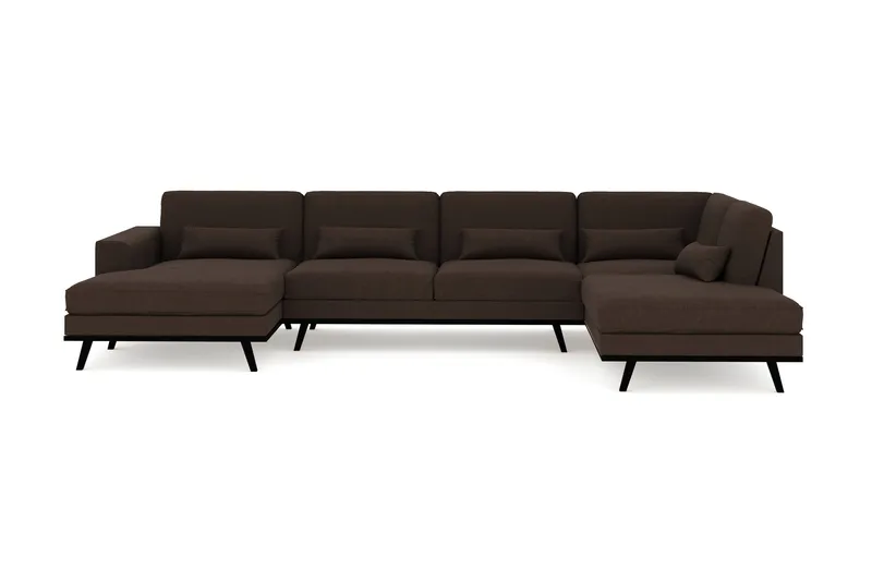 Copenhagen 5-sits Högervänd U-formad Soffa med Divan och Schäslong i Tyg - Brun - Möbler - Soffa - U-soffa