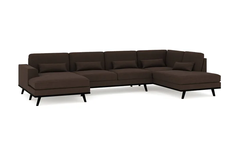 Copenhagen 5-sits Högervänd U-formad Soffa med Divan och Schäslong i Tyg - Brun - Möbler - Soffa - U-soffa