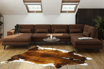 Copenhagen 5-sits Högervänd U-formad Soffa med Divan och Schäslong i Tyg - Brun - Möbler - Soffa - U-soffa