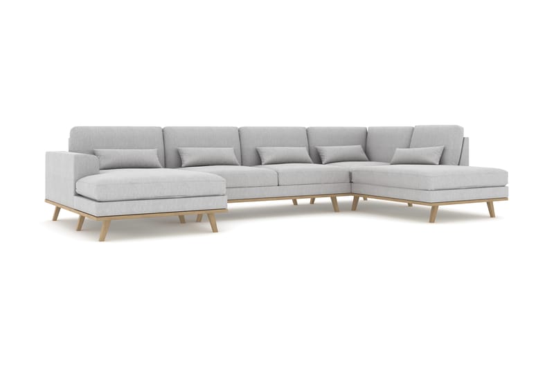 Copenhagen 5-sits Högervänd U-formad Soffa med Divan och Schäslong i Tyg - Grå - Möbler - Soffa - U-soffa