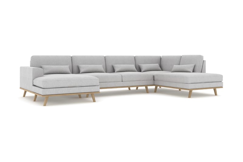 Copenhagen 5-sits Högervänd U-formad Soffa med Divan och Schäslong i Tyg - Grå - Möbler - Soffa - U-soffa