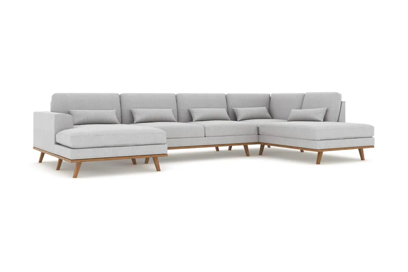 Copenhagen 5-sits Högervänd U-formad Soffa med Divan och Schäslong i Tyg - Grå - Möbler - Soffa - U-soffa