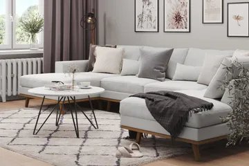 Copenhagen 5-sits Högervänd U-formad Soffa med Divan och Schäslong i Tyg - Grå - Möbler - Soffa - U-soffa