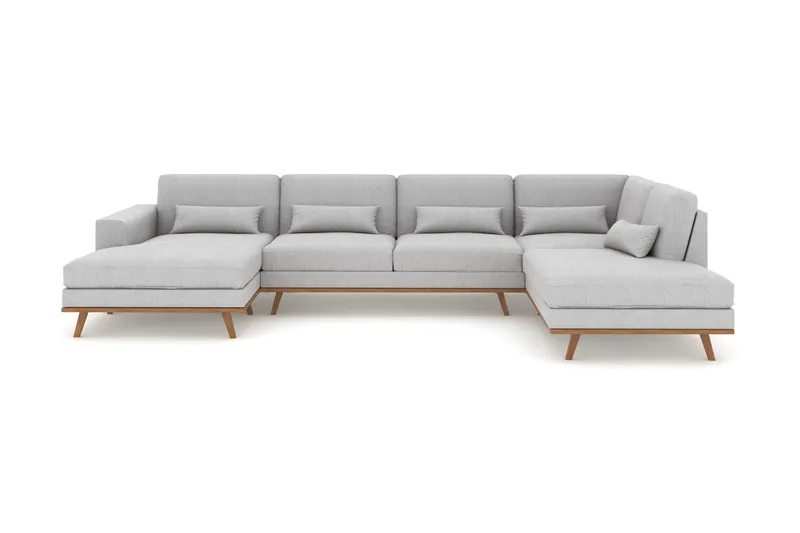 Copenhagen 5-sits Högervänd U-formad Soffa med Divan och Schäslong i Tyg - Grå - Möbler - Soffa - U-soffa