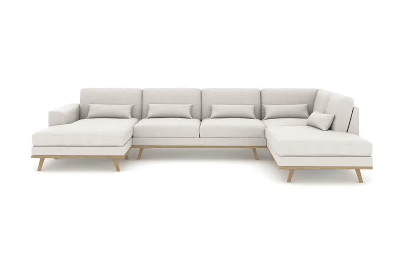 Copenhagen 5-sits Högervänd U-formad Soffa med Divan och Schäslong i Tyg - Ljusgrå - Möbler - Soffa - U-soffa