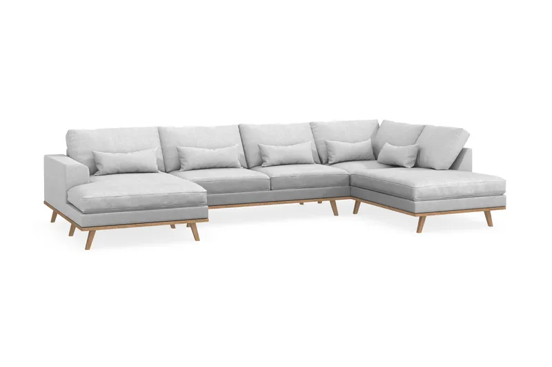 Copenhagen 5-sits Högervänd U-formad Soffa med Divan och Schäslong i Tyg - Ljusgrå - Möbler - Soffa - U-soffa