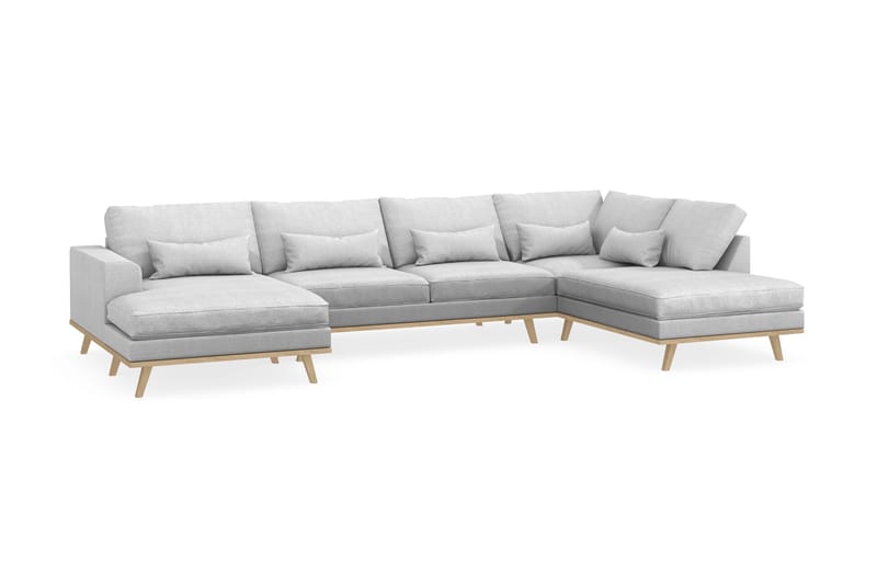 Copenhagen 5-sits Högervänd U-formad Soffa med Divan och Schäslong i Tyg - Ljusgrå - Möbler - Soffa - U-soffa