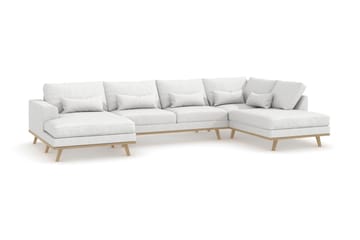 Copenhagen 5-sits Högervänd U-formad Soffa med Divan och Schäslong i Tyg - Vit - Möbler - Soffa - U-soffa