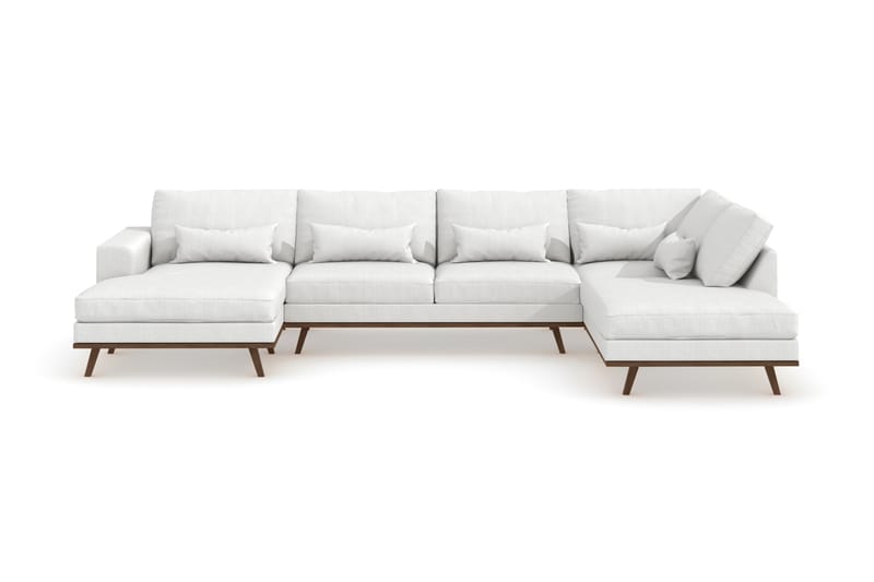 Copenhagen 5-sits Högervänd U-formad Soffa med Divan och Schäslong i Tyg - Vit - Möbler - Soffa - U-soffa