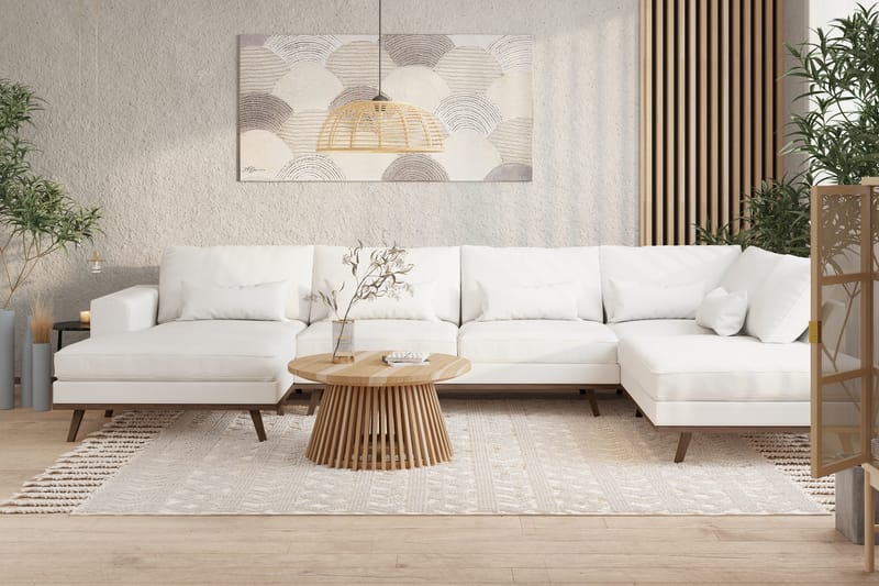 Copenhagen 5-sits Högervänd U-formad Soffa med Divan och Schäslong i Tyg - Vit - Möbler - Soffa - U-soffa