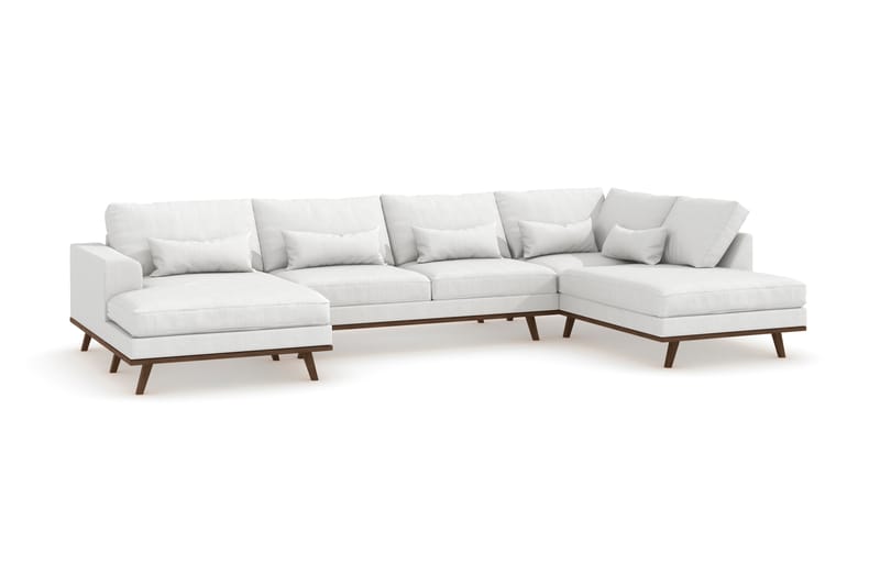 Copenhagen 5-sits Högervänd U-formad Soffa med Divan och Schäslong i Tyg - Vit - Möbler - Soffa - U-soffa