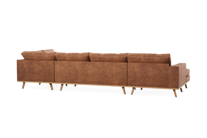 Copenhagen 5-sits Vänstervänd U-formad Large Soffa med Divan och Schäslong i Konstläder - Brun - Möbler - Soffa - U-soffa