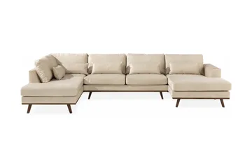 Copenhagen 5-sits Vänstervänd U-formad Large Soffa med Divan och Schäslong i Sammet - Beige - Möbler - Soffa - U-soffa