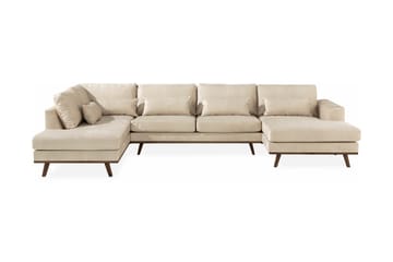 Copenhagen 5-sits Vänstervänd U-formad Large Soffa med Divan och Schäslong i Sammet - Beige - Möbler - Soffa - U-soffa