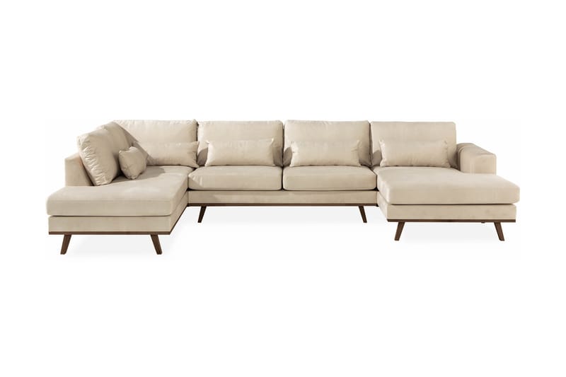 Copenhagen 5-sits Vänstervänd U-formad Large Soffa med Divan och Schäslong i Sammet - Beige - Möbler - Soffa - U-soffa