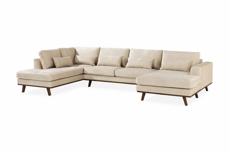 Copenhagen 5-sits Vänstervänd U-formad Large Soffa med Divan och Schäslong i Sammet - Beige - Möbler - Soffa - U-soffa