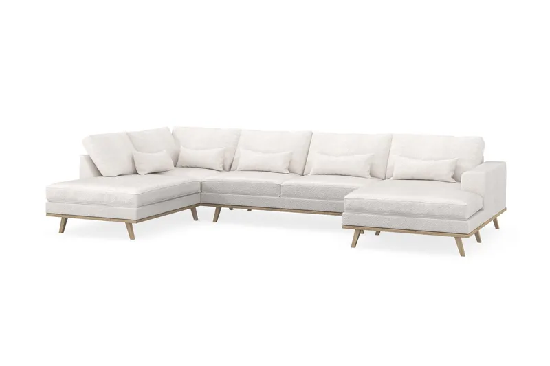 Copenhagen 5-sits Vänstervänd U-formad Soffa med Divan och Schäslong i Bouclé - Vit - Möbler - Soffa - U-soffa