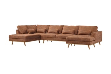 Copenhagen 5-sits Vänstervänd U-formad Soffa med Divan och Schäslong i Konstläder - Brun - Möbler - Soffa - U-soffa