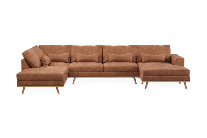 Copenhagen 5-sits Vänstervänd U-formad Soffa med Divan och Schäslong i Konstläder - Brun - Möbler - Soffa - U-soffa