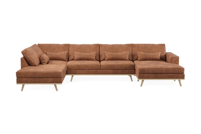 Copenhagen 5-sits Vänstervänd U-formad Soffa med Divan och Schäslong i Konstläder - Brun - Möbler - Soffa - U-soffa